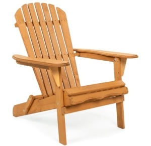 Folding Wooden Adirondack Chair Accent Furniture w/ Natural Finish - Brown, Appears New