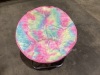 Kids Rainbow Faux Fur Kids Folding Saucer Chair, Ripped on the Bottom