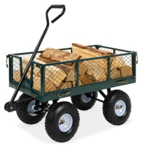 Steel Garden Utility Cart Wagon w/ 400lb Capacity, Removable Sides, Handle, Appears New