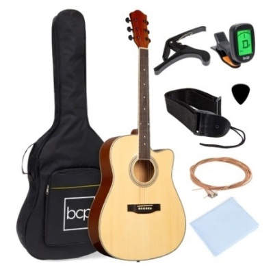 Full Size Beginner Acoustic Guitar Set, 41in, Natural