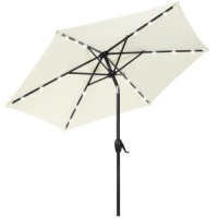 7.5ft Outdoor Solar Patio Umbrella w/ Push Button Tilt, Crank Lift. Appears New. E-Commerce Return