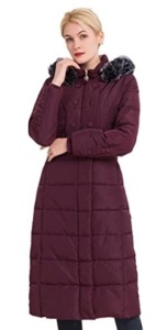 Polydeer Women's Vegan Down Hooded Jacket, Size XS, Bordeaux, Appears New, Retail - $84.79