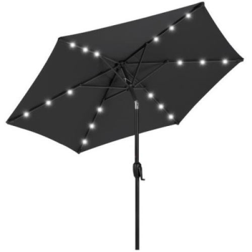7.5ft Outdoor Solar Patio Umbrella w/ Push Button Tilt, Crank Lift.&nbsp;