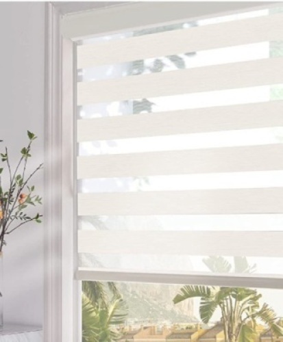 Dual Layer Roller Sheer Shades (35" W X 72" H, Beige), Appears New