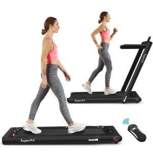 2-In-1 Folding Treadmill With Bluetooth Speaker Led Display