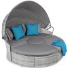 5-Piece 2-in-1 Wicker Daybed Sectional w/ Adjustable Seats, Canopy, Cover