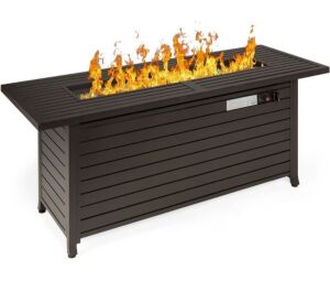 50,000 BTU Rectangular Propane Gas Fire Pit Table w/ Storage, Cover - 57in