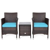 3 Piece Patio Rattan Wicker Furniture Set