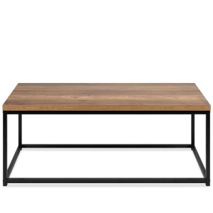 44in Modern Industrial Rectangular Wood Grain Coffee Table w/ Metal Frame - Appears New  