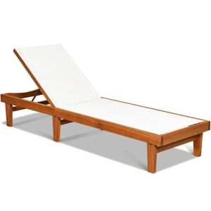 Solid Wood Back Adjustable Patio Lounge Chair 