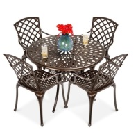 5-Piece All-Weather Cast Aluminum Patio Dining Set w/ 4 Chairs, TABLE ONLY E -COMMERCE RETURN
