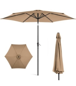 Outdoor Steel Market Patio Umbrella Decoration w/ Tilt, Crank Lift - 10ft 