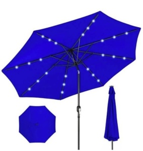 Solar LED Lighted Patio Umbrella w/ Tilt Adjustment, UV-Resistance - 10ft 