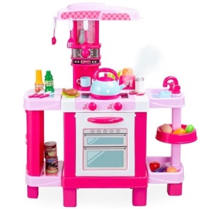 BCP. SKY 5958  : Best Choice Products  Pretend  Play Set  Kitchen For Kids  W / Vapor  Tea Pot  34 - Accessories , Sounds ,Realistic Design Utensils , Oven , Food , Sink