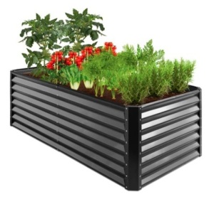 Outdoor Metal Raised Garden Bed, 6x3x2ft, Gray