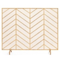 Single Panel Iron Chevron Fireplace Screen w/ Antique Finish. Appears New