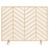 Single Panel Iron Chevron Fireplace Screen w/ Antique Finish. Appears New