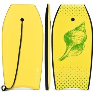 Goplus 41'' Super Lightweight Bodyboard Surfing W/Leash EPS Core Boarding IXPE Yellow 