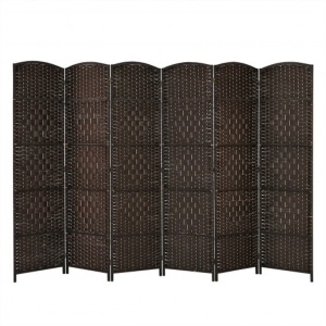 6-Panel Room Divider 6Ft Weave Fiber Folding Privacy Screen