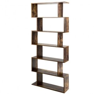 6-Tier Z-Shelf Style Storage Bookshelf-Coffee