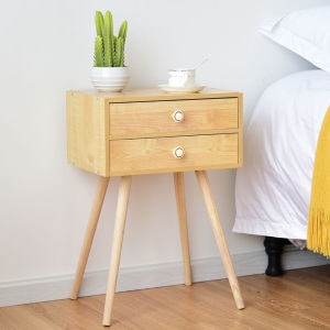 Modern 2 Drawers Nightstand In Natural HW65705NA