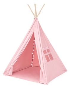 BCP 6ft Kids Cotton Pretend Teepee Play Tent w/ LED Lights, Carrying Bag 