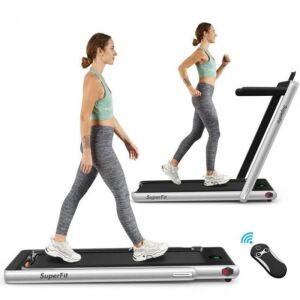 2 in 1 Folding Treadmill with Bluetooth Speaker Remote Control