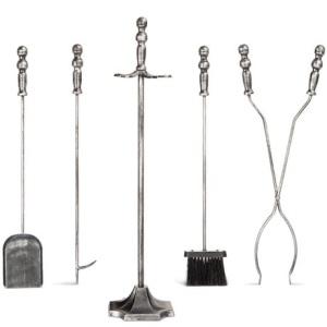 5-Piece Fireplace and Firepit Iron Tool Set w/ Tongs