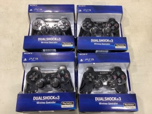 Lot of (4) PlayStation 3 Dualshock 3 Wireless Controller (Black)  