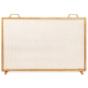 Single Panel Handcrafted Steel Mesh Fireplace Screen w/ Handles, 38x27in - E-Comm Return, Appears New