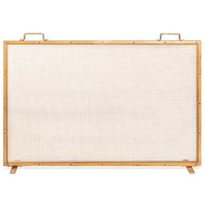 Single Panel Handcrafted Steel Mesh Fireplace Screen w/ Handles, 38x27in - E-Comm Return, Appears New