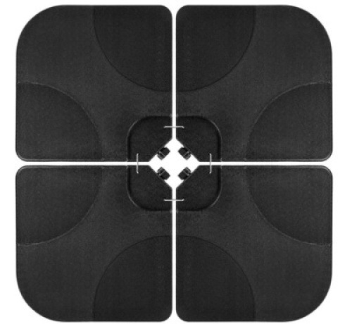4-Piece Cantilever Offset Patio Umbrella Stand Square Base Plate Set, Black