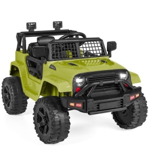 12V Kids Ride-On Truck Car w/ Parent Remote Control, Spring Suspension, Green - Appears New 