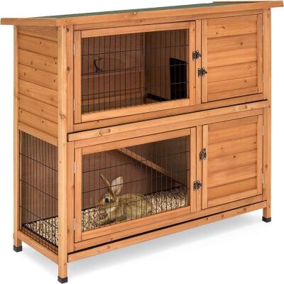 48x41in 2-Story Outdoor Wooden Pet Rabbit Hutch Animal Cage w/Ladder