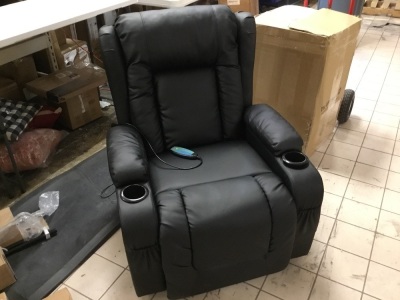 Electric Power Lift Recliner Massage Chair, Adjustable w/ 3 Positions, USB Port, Heat, Cupholders, Easy-to-Reach Side Button, Black - E-Comm Return, Missing Universal Power Cord, Tested - Lift Function Works, Remote Does Not Work