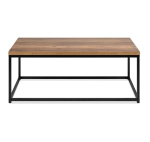 44in Modern Industrial Rectangular Wood Grain Coffee Table w/ Metal Frame,APPEARS NEW