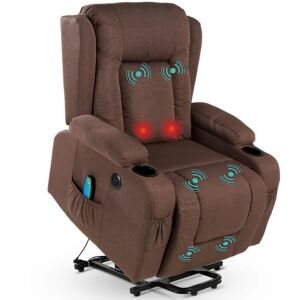 Electric Power Lift Recliner Massage Chair w/ Heat, USB Port, Cupholders