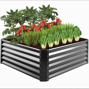 Outdoor Metal Raised Garden Bed for Vegetables, Flowers, Herbs - 4x4x1.5ft 