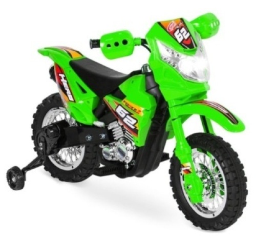 6V Kids Electric Ride-On Motorcycle Toy w/ Training Wheels, Lights, Music, Green&nbsp;