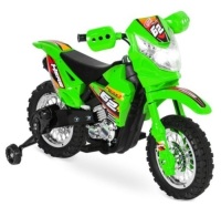 6V Kids Electric Ride-On Motorcycle Toy w/ Training Wheels, Lights, Music, Green&nbsp;