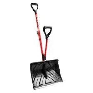 Snow Joe Shovelution 18" Poly Strain-Reducing Snow Shovel with 41" D-Grip Aluminum Handle - E-Comm Return, Appears New 