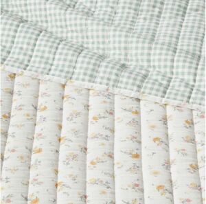 King Reversible Printed Voile Ditsy Floral Quilt Off-White