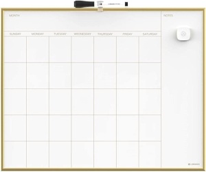 U Brands Magnetic Monthly Calendar Dry Erase Board, 20" x 16", Gold Aluminum Frame - Appears New