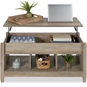 Multifunctional Lift Top Coffee Table w/ Hidden Storage, 3 Cubbies 