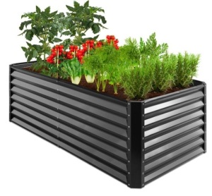 Outdoor Metal Raised Garden Bed for Vegetables, Flowers, Herbs - 6x3x2ft, Gray