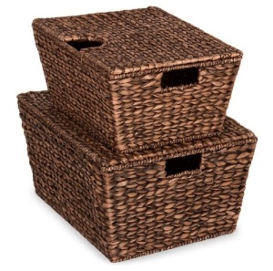 Set of 2 XL Woven Water Hyacinth Storage Baskets