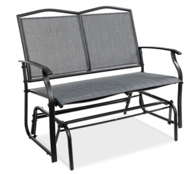 2-Person Patio Loveseat Swing Glider, Bench Rocker w/ Armrests, Gray