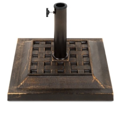 26lb Steel Square Patio Umbrella Base Stand, Basketweave Pattern