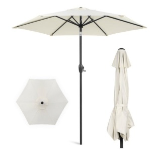 Outdoor Market Patio Umbrella w/ Push Button Tilt, Crank Lift - 7.5ft, Cream