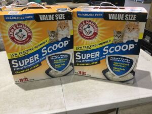 Lot of (2) Arm & Hammer Fragrance Free Super Scoop Clumping Litter - 29lbs